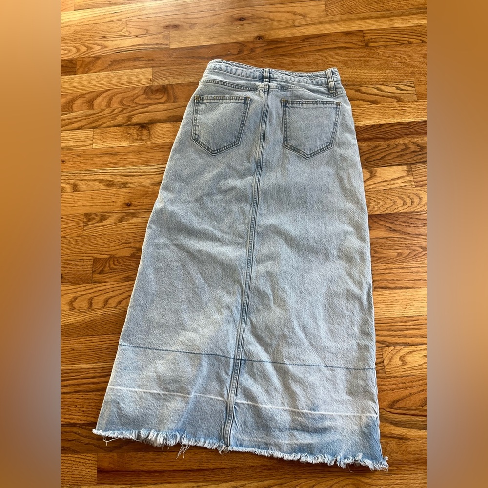 Habitual Open Front Raw Hem Denim Skirt XS b6 - Picture 5 of 8